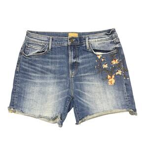 Driftwood Lulu Foral Embroidered Denim Shorts